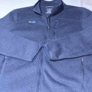 LL Bean Jacket Mens XL Navy Slightly Fitted Sweater Fleece Full Zip Up Coat LOGO - Picture 1 of 8