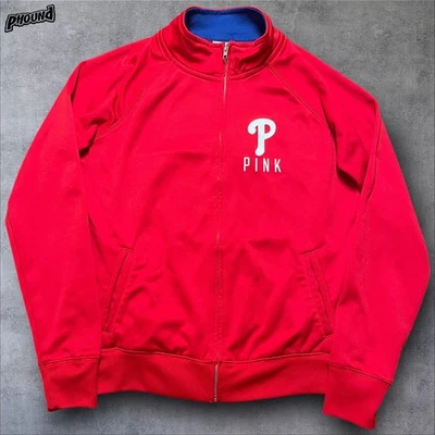 Philadelphia Phillies Jacket Womens Large Red MLB Full Zip Pink VS 5th Ocean - Image 1 of 4