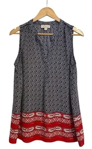 OLIVE & OAK Damen Bluse Paisleymuster blau rot Gr. XL fließend ärmellos schick Top - Bild 1 von 18