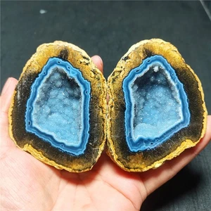 Raro 314G Un par Natural Interior Mongolia Gobi Ojo Ágata Geoda Colección WYY3661 - Imagen 1 de 19