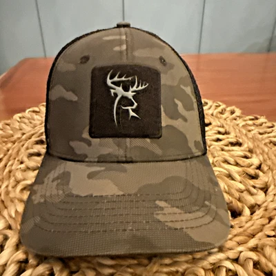 Trophy Tracker Camo Mesh Trucker Hat Deer Logo Patch Adjustable Cap Hunting - Image 1 of 4