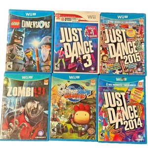 Wii U Game Bundle: Lego Dimensions, Just Dance 3 & 2015, ZombiU, Scribblenauts - Picture 1 of 3