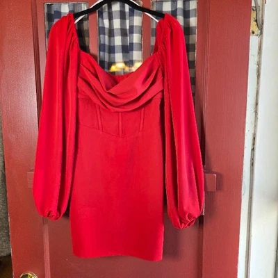 Mini Vestido Princesa Polly Rojo Manga Larga Cuello Drapeado con Hueso Talla 2 Nuevo sin Etiquetas Foto 1 de 4