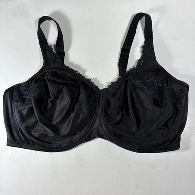 lilyette Minimizer Underwire Lace Trim Microfiber Full Coverage Bra 42DD black - Image 1 of 4