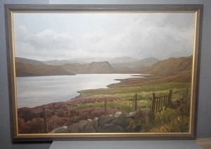 Dipinto Olio su Tavola Paesaggio Highlands Lago Distretto Veduta Misura 79x56cm  - Foto 1 di 24