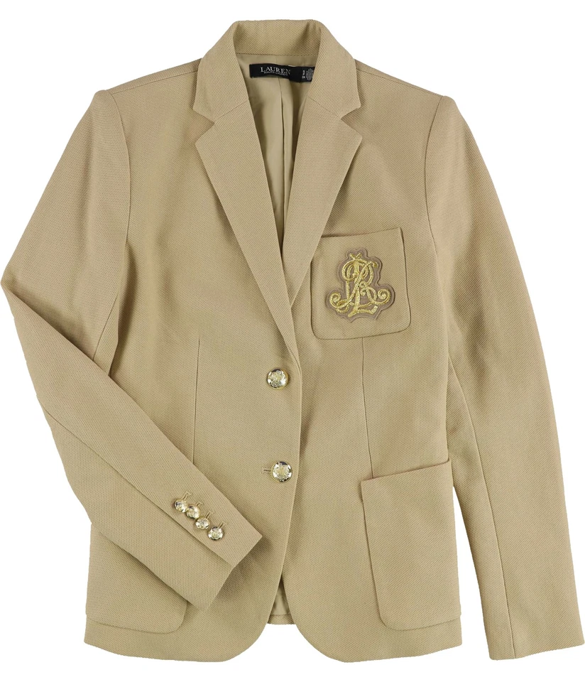 Chaqueta Blazer Ralph Lauren Mujer Bullion Jacquard Monograma Dos Botones Foto 1 de 1