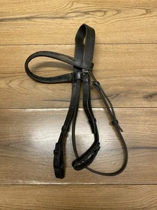 Cob Full Black English Leather Part Bridle No Noseband Lunging Backing Breaking - Picture 1 of 5