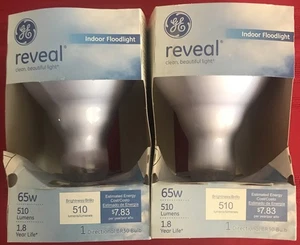 2- GE Reveal 65w BR30 Indoor Floodlight Light Bulbs 48692 Recessed TESTED! NOS - Picture 1 of 3