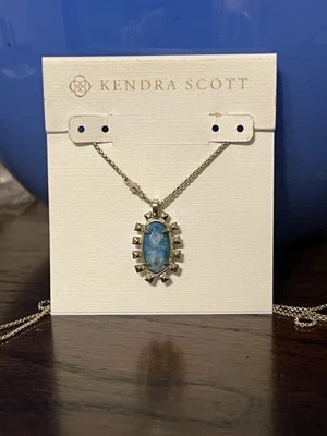 Kendra Scott Brett Collar Colgante Ajustable Latón Azul Aqua Apatita Foto 1 de 4