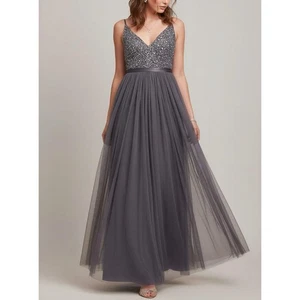 $250 NEW BHLDN Avery Beaded Tulle Gown, Blue, 4 (US) - Picture 1 of 15