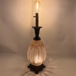 1971 Hollywood Regency Blush-Champagne Glass Lamp by L & L WMC - Picture 1 of 15
