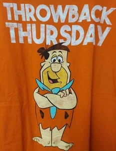 Fred Flintstones Throwback Thursday Cartoon Classic Mens Orange XL T-Shirt - Picture 1 of 5