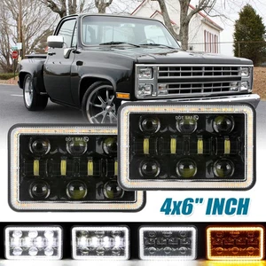 2PCS 4x6" LED Headlight Sealed Hi/Lo Beam DRL H6451 H6456 For Chevy K10 K20 K30 - Picture 1 of 12