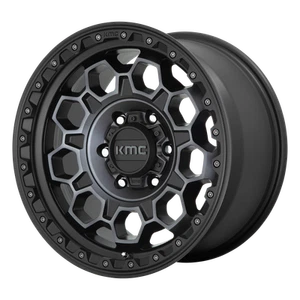 17x8 KMC KM545 Trek Satin Black W/Gray Tint Wheel 5x4.5 (35mm) Set of 4 - Picture 1 of 5