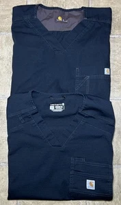 Lot of 2 Carhartt Scrub Tops Mens Small Modern Fit Black Ripstop Utility Pockets - Picture 1 of 10