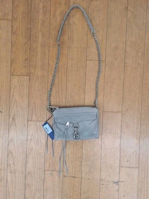 NEW Rebecca Minkoff Crossbody Bag Mini Mac Gray Leather Handbag Silver Hardware - Image 1 of 4