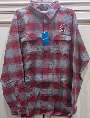 NUEVA Camisa Para Hombres XL Columbia Colegiata Flare Gun Franela Washington State Cougars Foto 1 de 4