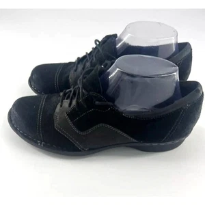 Clarks Whistle Estate Oxfords Womens 8.5 M Black Leather Bendables Lace Up - Picture 1 of 10