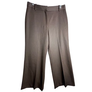 Nili Lotan Corette Virgin Wool Trouser Pants Brown Sz 10 USA Made Wide Leg $750 - Picture 1 of 16