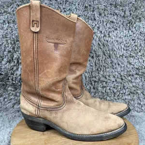 Botas de Vaquero Vintage Años 80 Mason Western Cuero Para Hombres 8 Marrón Tostado Rodeo Envejecidas - Imagen 1 de 11