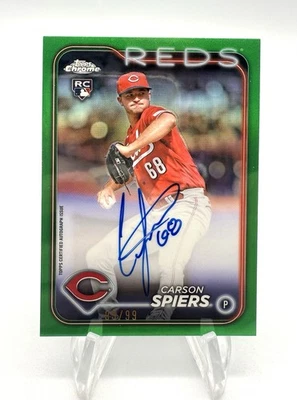 2024 Topps Chrome Carson Spiers Green Refractor RC Rookie Auto /99 SSP - Image 1 of 2