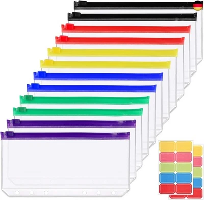 MARKE HOPTON A6 Binder Taschen, 12 Stück Geldumschläge Wasserdicht, 6 Löcher Budget Planner Z