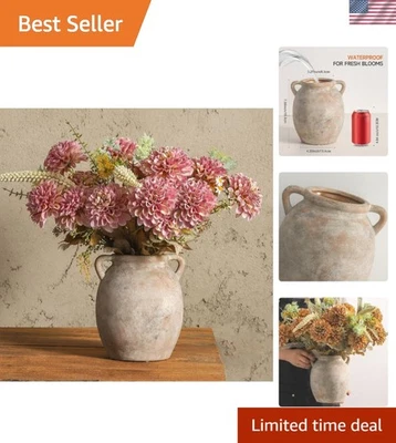 Ceramic Flower Vase Farmhouse Rustic Vase Decorative Pottery 7.6 Inch - Image 1 of 4