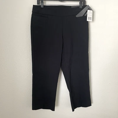 BRIGGS Womens Pants Comfort Waistband Black Crop Pants Pull On Size 8 NEW - Image 1 of 4