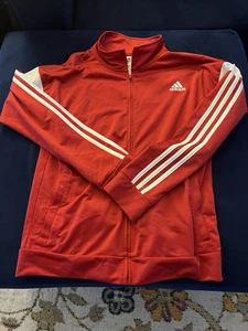 Adidas Classic Boys Red Tracksuit Top Jacket Youth XL Vtg Y2K Trefoil Logo Bloke - Picture 1 of 1