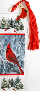 CHARM ON TASSEL - BEAUTIFUL CARDINAL BIRDS/FLOWERS/BUTTERFLIES,DOG,CATS-BOOKMARK - Bild 1 von 2