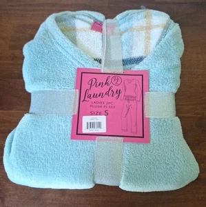 Super Soft Plush Fleece 2pc Pajama Set Sz S Mint Green Plaid New - Picture 1 of 4