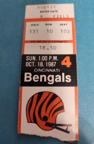 Cincinnati Bengals Cleveland Browns Ticket Stub Riverfront Stadium Oct 18, 1987 Cover