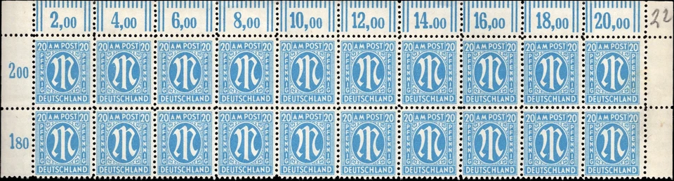 SAVOYSTAMPS - Germany-Allied Issued Occupational Post WWll-20P-Block of 20- MINT - Image 1 of 1