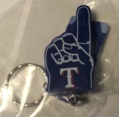NEW Texas Rangers FOAM FINGER KEY CHAIN Team Keychain Forever Collectibles MLB - Image 1 of 2