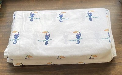 RARA Sábana Plana Martha Stewart Tucán Rey Pájaro Tropical Blanco 100% Algodón Foto 1 de 4