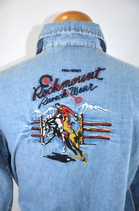 Chemise western Rockmount Ranch Wear Pearl Snap Bronc Rider neuve avec étiquette broderie petite M - Photo 1/6