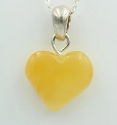 Cuore Di Ambra 925 Argento Cuore In Ambra Top Unico - Immagine 1 di 4