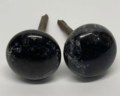 VTG Antique Door Knobs Black Victorian Era Porcelain Salvage x2 for Restoration - Image 1 of 4