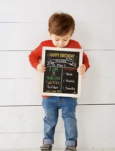 Mud Pie Kids Back To School - Happy Birthday Double Sided Wood Chalkboard Sign - Picture 1 of 5