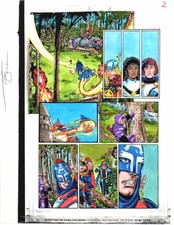 Original 1998 Marvel Avengers 3 color guide art page: Perez Thor/Captain America