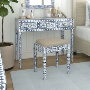 Bone Inlay Console Table With Stool Decorative Table Bone Inlay Writing Desk - Picture 1 of 10