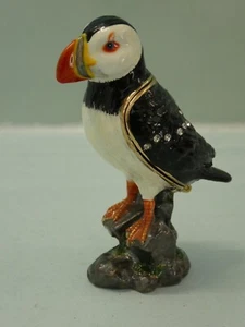 Treasured Trinkets Arora Designs Puffin Enamel & Crystal Trinket Box No Necklace - Bild 1 von 11