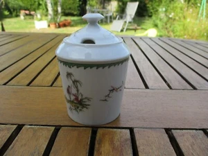 FRENCH LIMOGES RAYNAUD SI KIANG PORCELAIN MUSTARD OR HONEY POT OSIER SHAPE RARE! - Picture 1 of 10