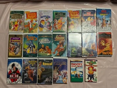 Vintage VHS Lot of 20 Movies - Disney/Kids/Family Friendly - Good Condition Foto 1 de 4