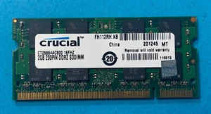 CRUCIAL MICRON 2GB PC2-6400S RAM MEMORY CT25664AC800.16FHZ MT16HTF25664HZ-8900H1 - Picture 1 of 2
