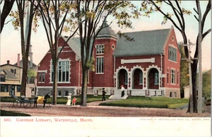 Waterville ME Carnegie Library UDB postal no publicada noticias metropolitanas - Imagen 1 de 2