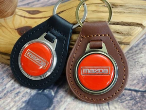 NEW RARE VINTAGE 1970s MAZDA CAR Leather Key Chain Ring Fob NOS - Picture 1 of 6