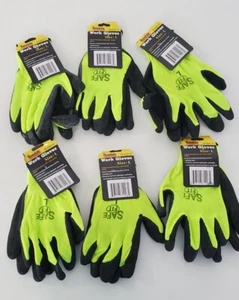 6 Pairs Latex Coated Work Gloves Sz Large L SAFETY PPE loading packing warehouse - Picture 1 of 4
