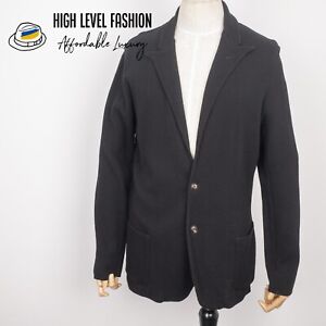 LARDINI Men's Pure Cotton Two Buttons Single Breasted Knited Black Blazer Size L
