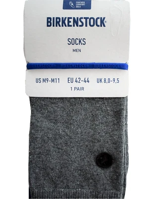 BIRKENSTOCK PLANTILLA COMODIDAD SUELA GRIS ALGODÓN ORGÁNICO Hombres Calcetines M9-M11 EU42-44 Foto 1 de 4